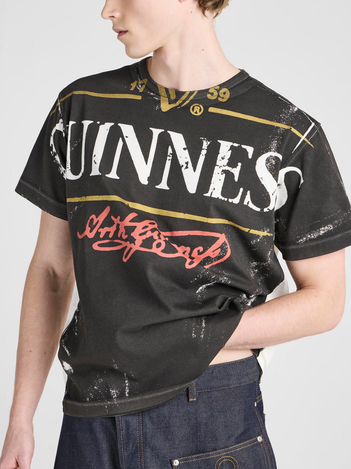 Unisex JW ANDERSON X GUINNESS BOTTLE TOP PRINT T-SHIRT IN BLACK