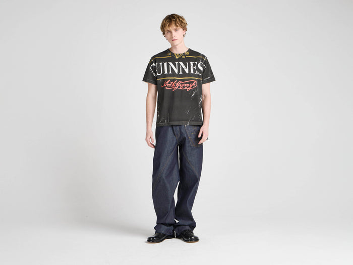 Unisex JW ANDERSON X GUINNESS BOTTLE TOP PRINT T-SHIRT IN BLACK