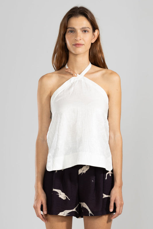 Vale Halter Top Blanco - Polonio Uruguay