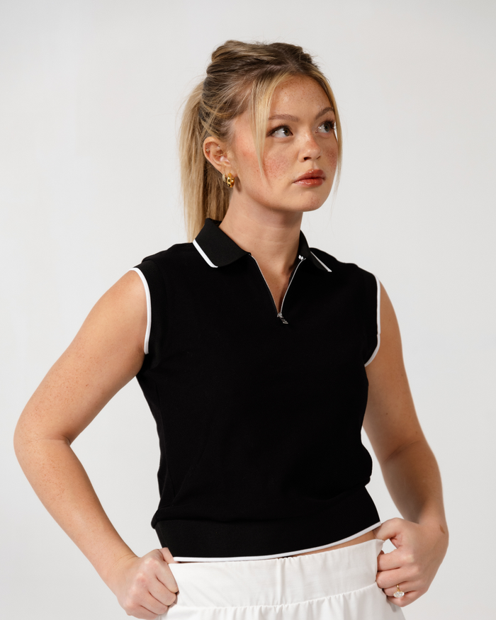 Vanguard Womens Sleeveless Polo Black