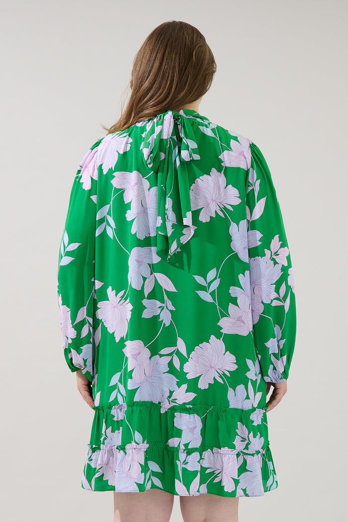 Vanice Long Sleeve Mini Dress Merla Floral Curve