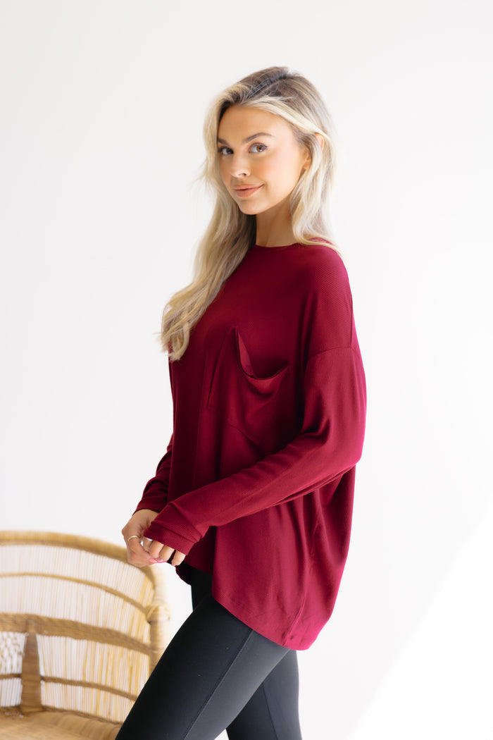 Victory Vibe Tunic Top in Cabernet by Zenana