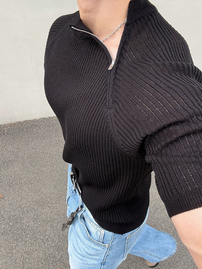 Vogue Diagonal Zip Linen Knit