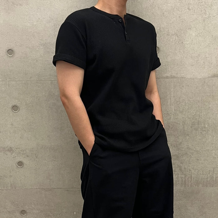 Waffle Henley Neck