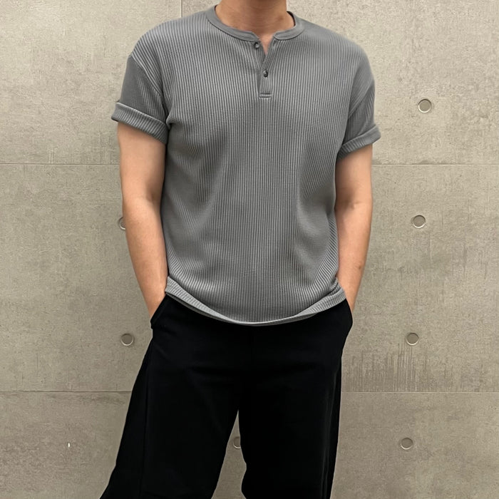 Waffle Henley Neck