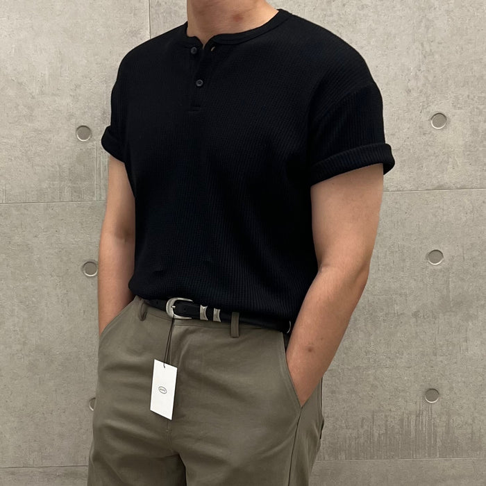Waffle Henley Neck