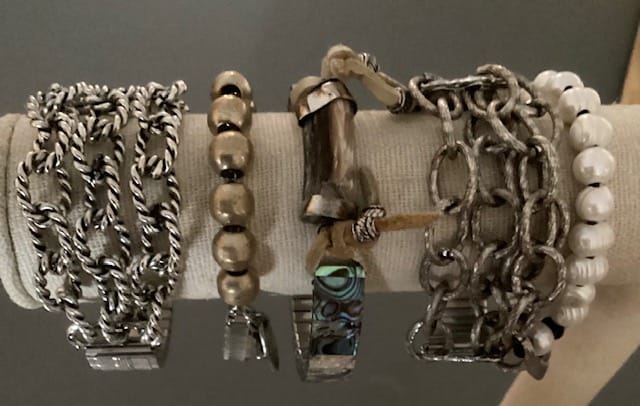 Bracelets on display.