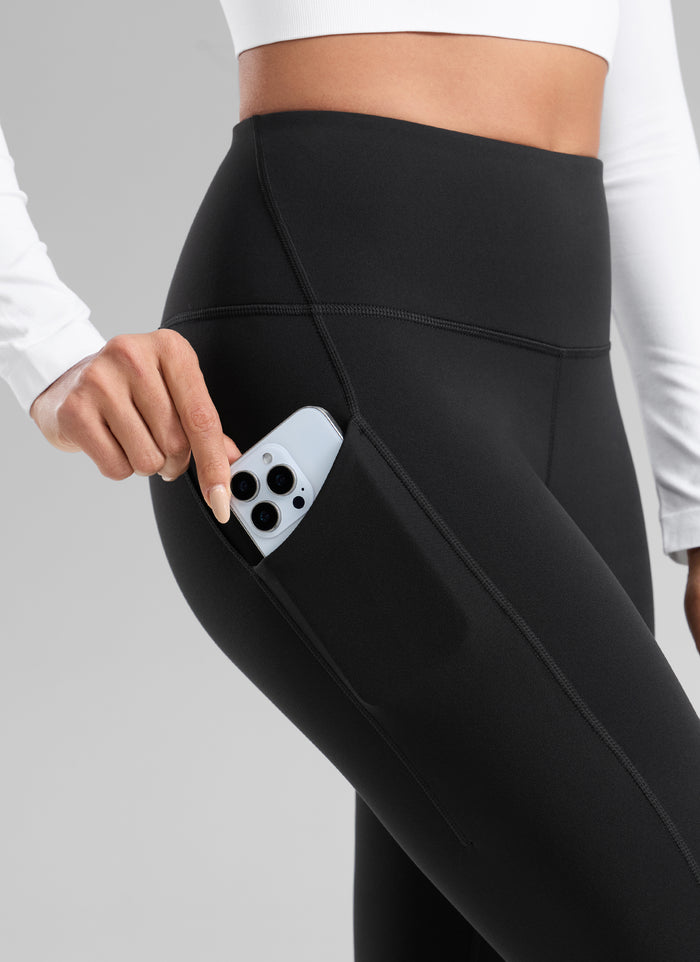 CRZ YOGA Women's Water-resistant Fleece Lined Pocket Leggings 28" Black