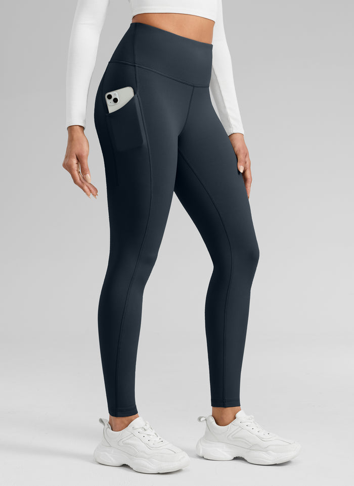 CRZ YOGA Women's Water-resistant Fleece Lined Pocket Leggings 28" True Navy
