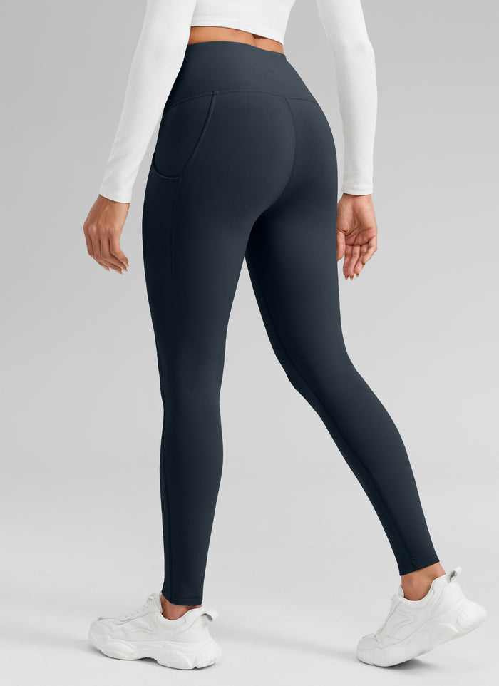 CRZ YOGA Women's Water-resistant Fleece Lined Pocket Leggings 28" True Navy