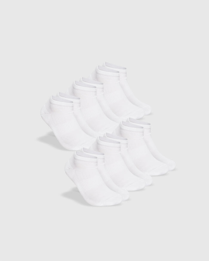 White Ankle Socks 6-Pack in two neat rows.
