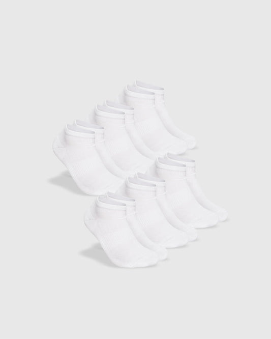 White Ankle Socks 6-Pack in two neat rows.