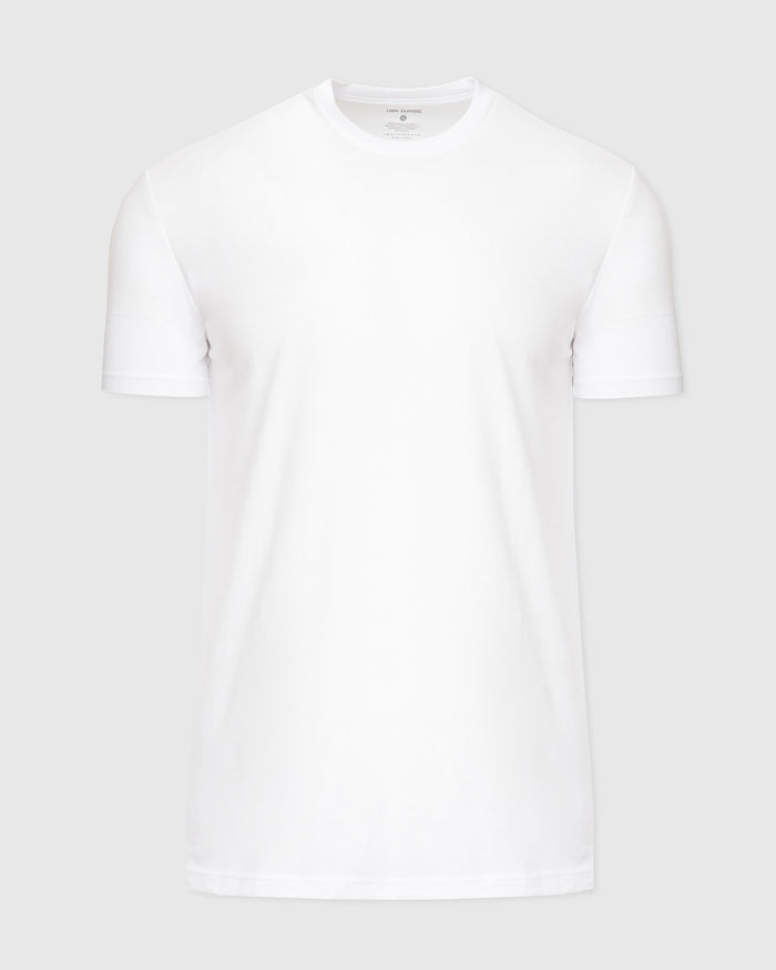 White Tall Active Crew Neck 2.0 T-shirt on light gray background.