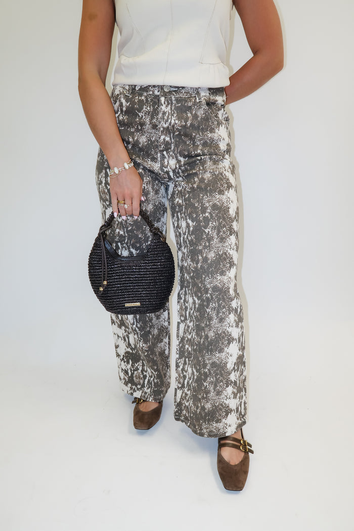 Wild Side Taupe Stretch Animal Print Pants - The Pink Tulip Clothing