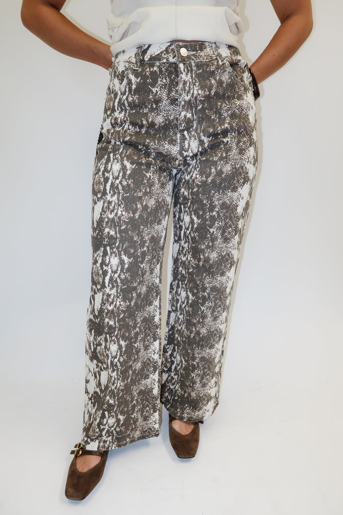 Wild Side Taupe Stretch Animal Print Pants - The Pink Tulip Clothing