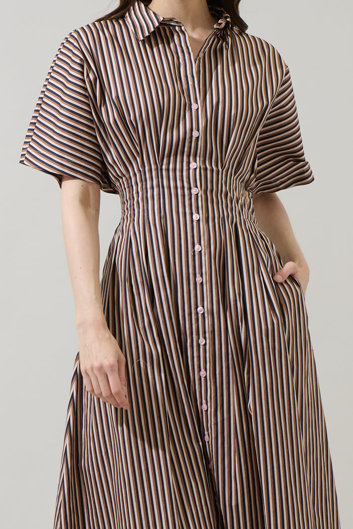 Wilderra Pleated Midi Dress Tiramisu