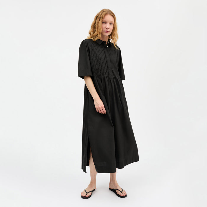 Women's Cotton Dot Shirtdress - Black