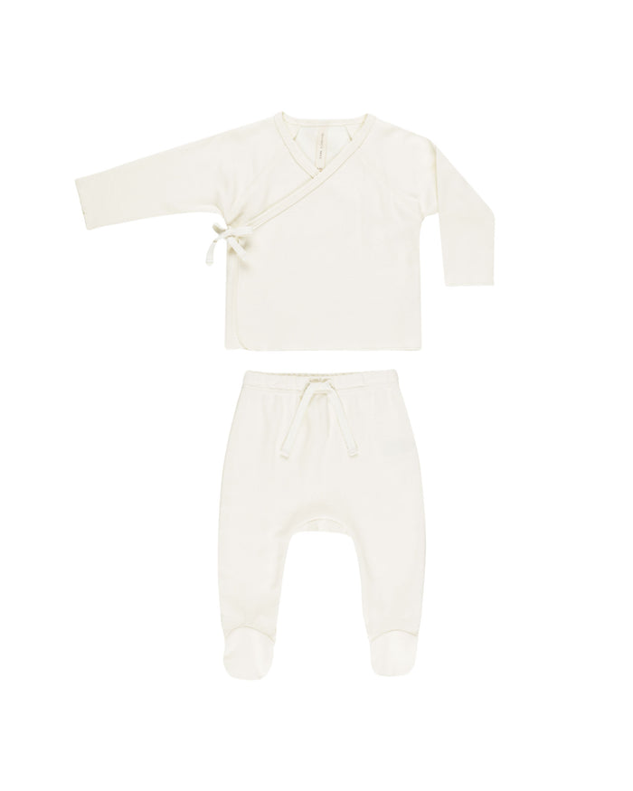 Wrap Top + Footed Pant Set