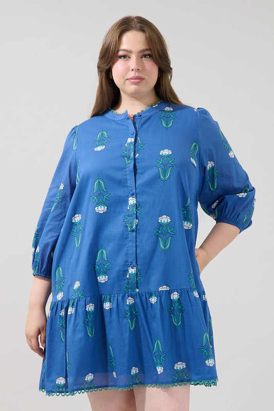 Yamila Ruffle Mini Dress Amena Floral Curve