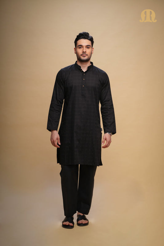 Yamuk Kurta Black Set Men
