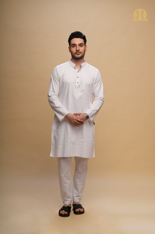 Yamuk Kurta White Set Men