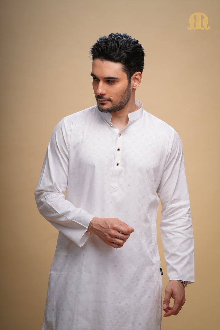 Yamuk Kurta White Set Men