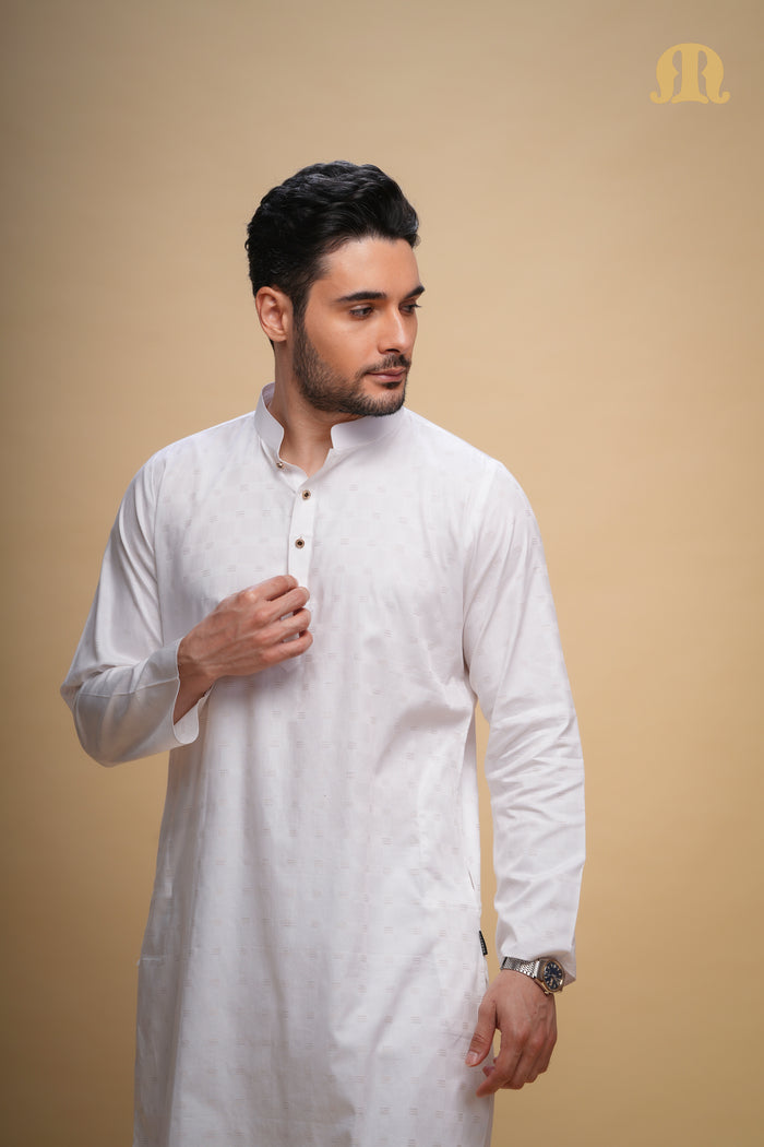 Yamuk Kurta White Set Men