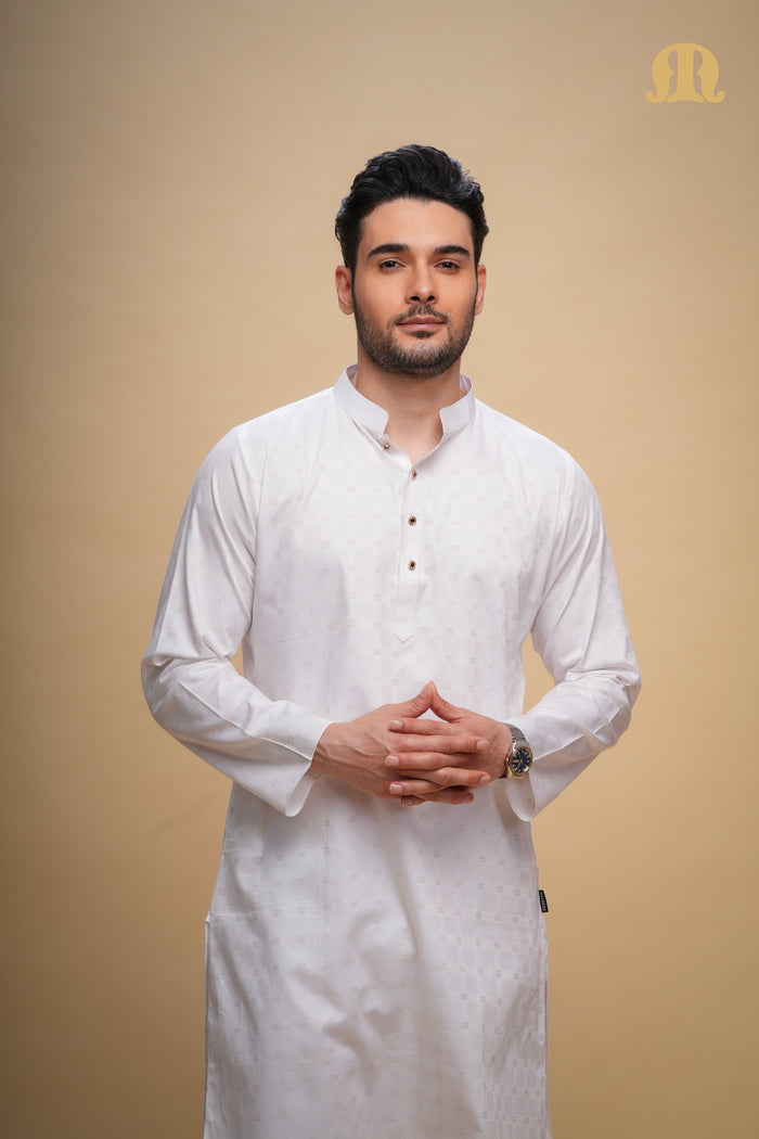 Yamuk Kurta White Set Men