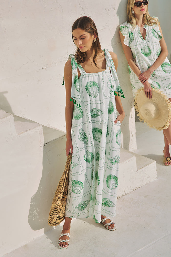 Yulisa Sleeveless Midi Dress Seashell Bay