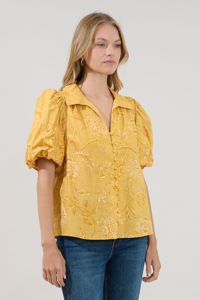 Zarai Button Down Top Narobi Floral