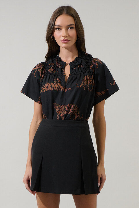 Zenzi Jungle Darthy Smocked Top
