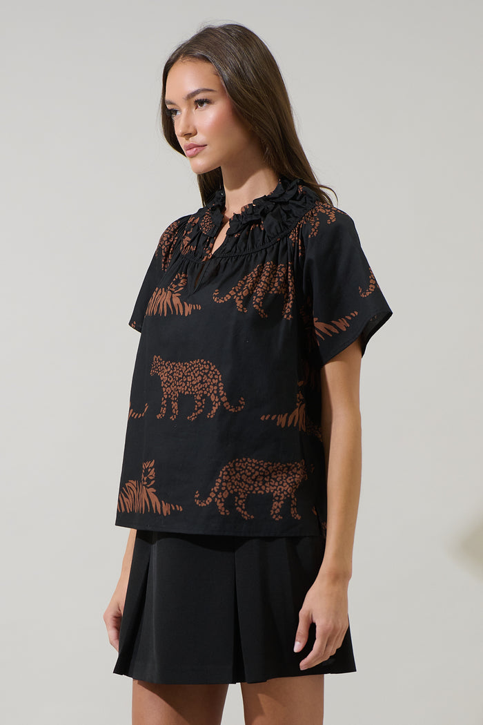 Zenzi Jungle Darthy Smocked Top