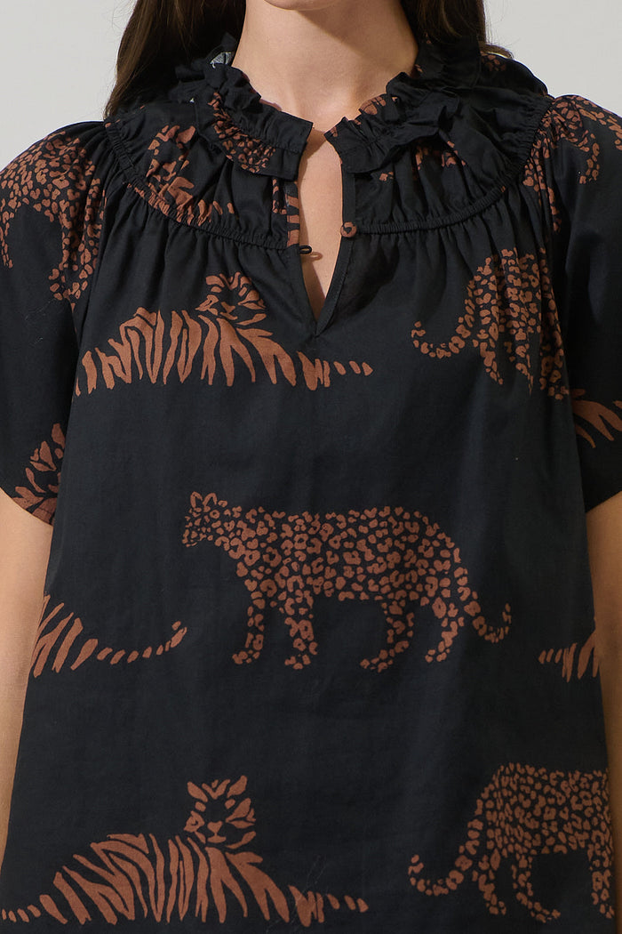 Zenzi Jungle Darthy Smocked Top